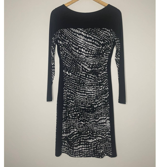 Lauren Ralph Lauren Womens Classic Colorblock Long Sleeve Dress Ruching - Picture 10 of 10